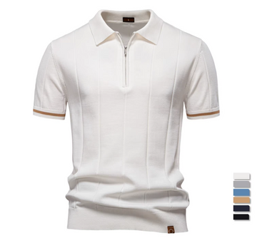 Solid Color Slim Fit Half Zip Sports Polo Shirt
