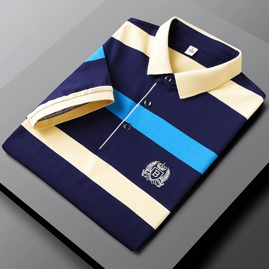Striped Short-Sleeve Polo Shirt