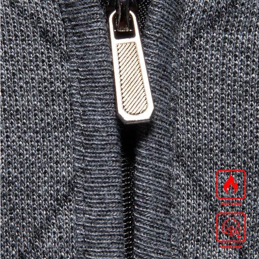 Wool Knit Sweater with Half Zipper