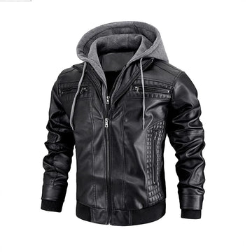 High-Quality Leather Hooded Jacket
