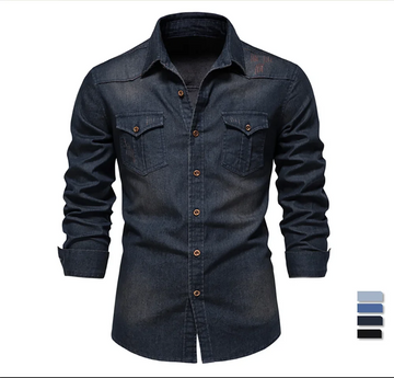 Slim Fit Denim Shirt with Long Sleeves